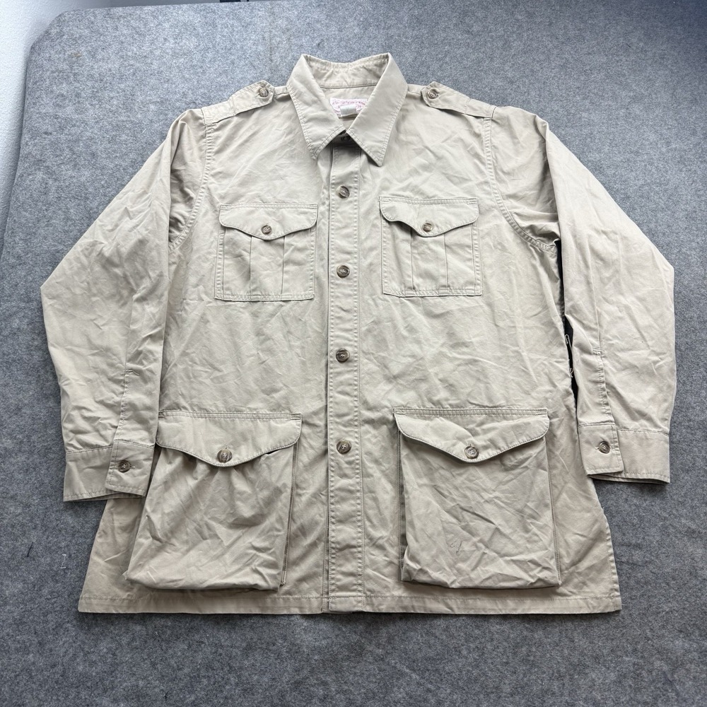 VTG Filson Safari Bush Field Jacket Mens 48 Khaki Canvas Made in USA Style 53